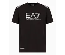 EA7 OFFICIAL STORE T-shirt Girocollo A Maniche Corte 7 Lines In Tessuto Riciclato Avs Nero