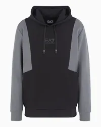 EA7 OFFICIAL STORE Felpa Con Cappuccio Athletic Colour Block In Misto Cotone Nero