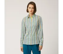 Camicia In Cotone Stretch Pied-de-poule Elevate Dutility - Donna Camicie Blu