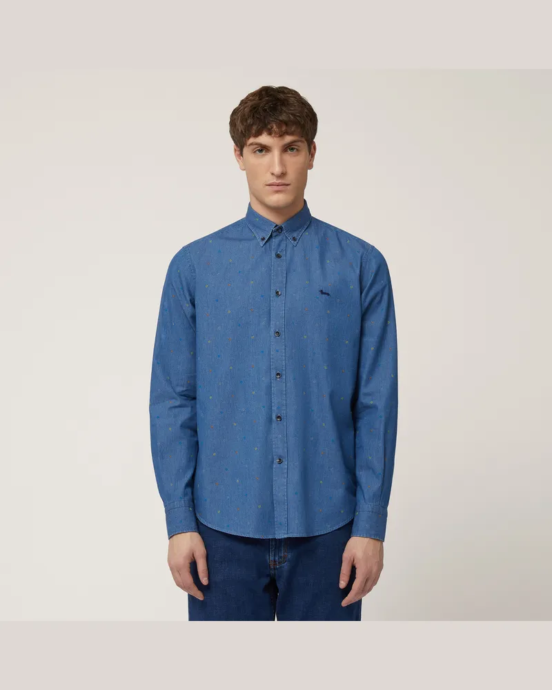 Harmont & Blaine Camicia Con Micro Fiori Blu