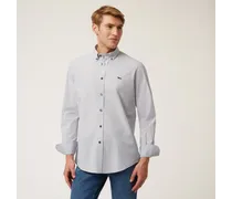 Camicia Con Microfantasia All-over E Interni A Contrasto - Uomo Camicie Grigio