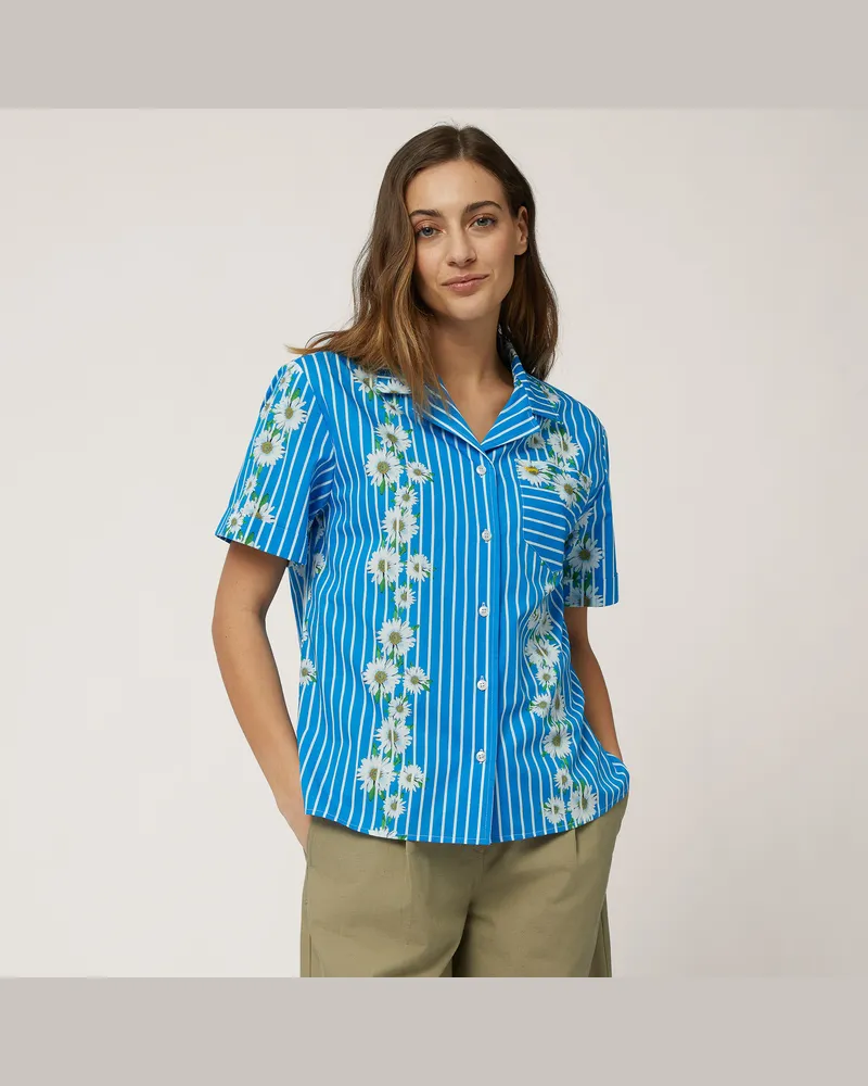 Harmont & Blaine Camicia Righe e Margherite Azzurro