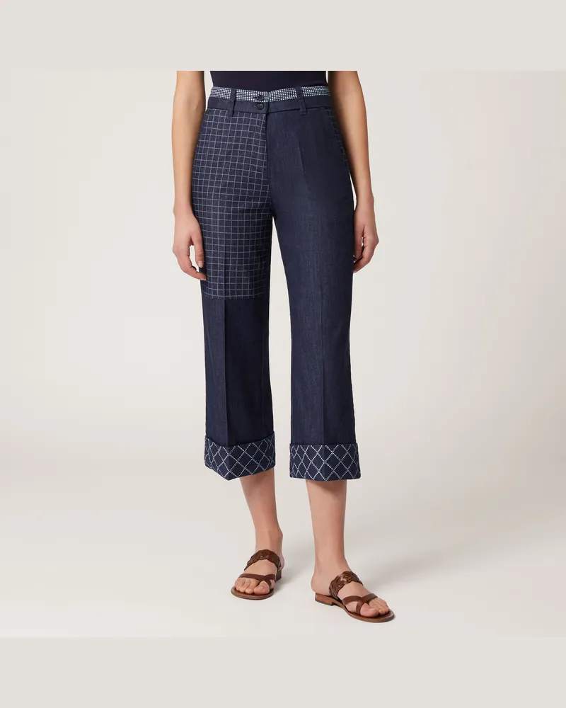 Harmont & Blaine Jeans Cropped Stampati Azzurro