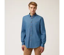 Camicia In Cotone Stretch - Uomo Camicie Blu Navy