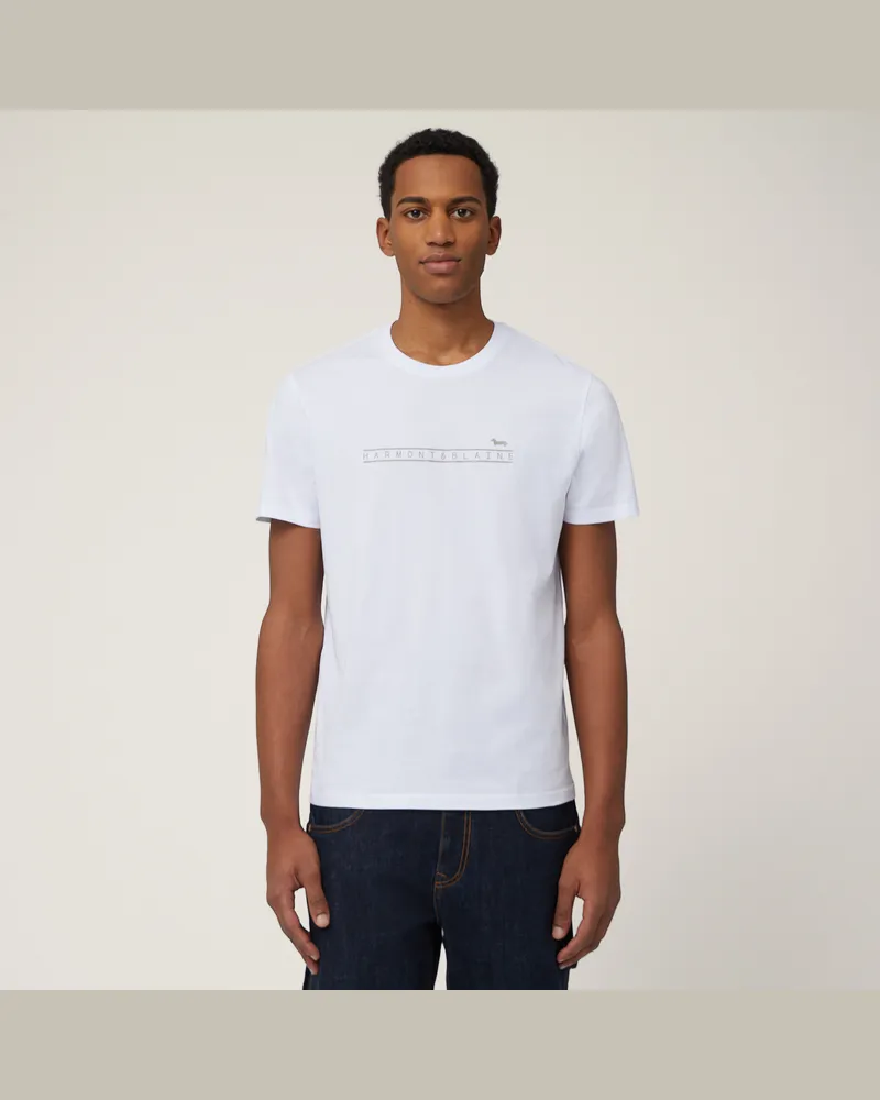Harmont & Blaine T-Shirt Logata In Cotone Bianco