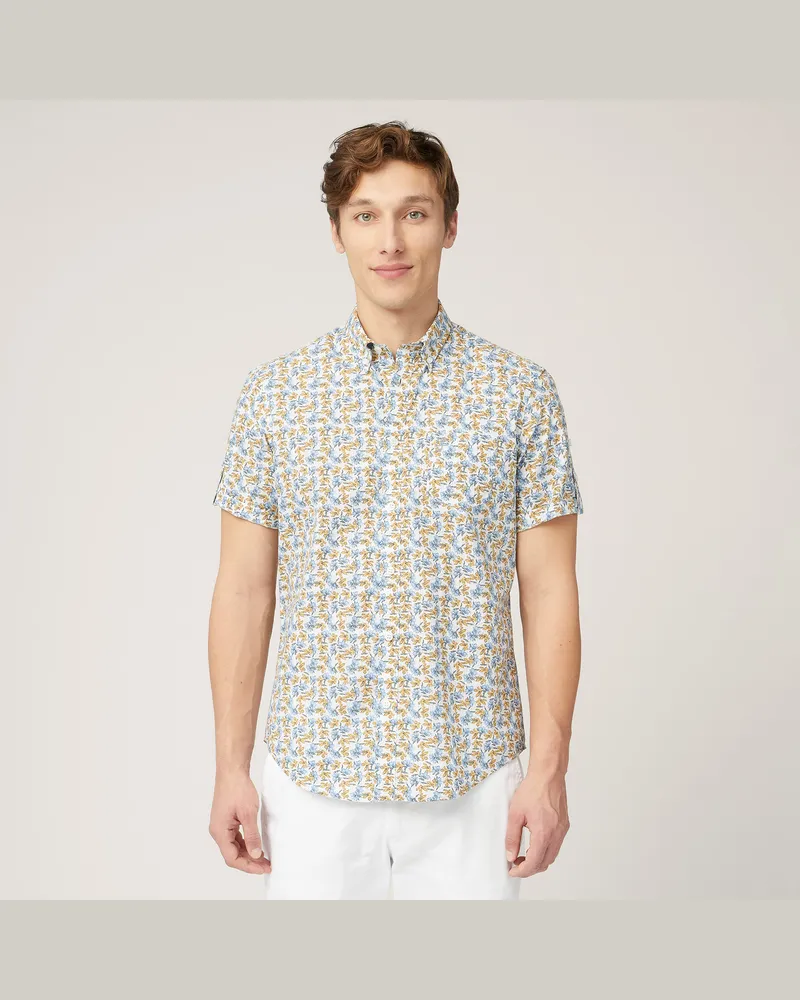 Harmont & Blaine Camicia Fiorata Maniche Corte Verde