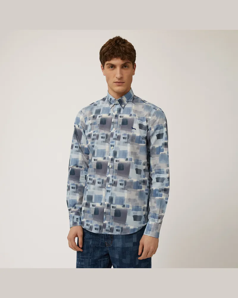 Harmont & Blaine Camicia A Quadri Acquerello Celeste