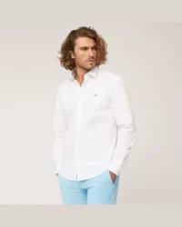 Harmont & Blaine Camicia In Popeline Di Cotone Con Micro Motivo Bianco