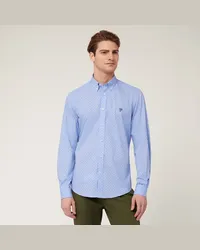 Harmont & Blaine Camicia Narrow Micro Motivo Azzurro