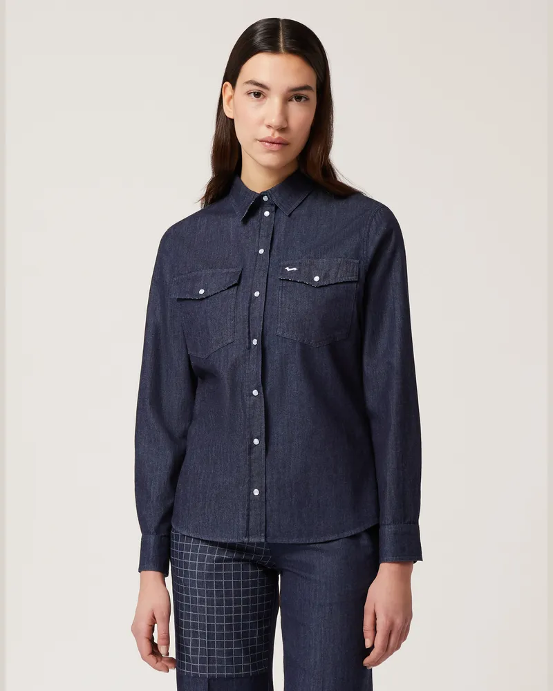 Harmont & Blaine Camicia Morbida In Denim Azzurro