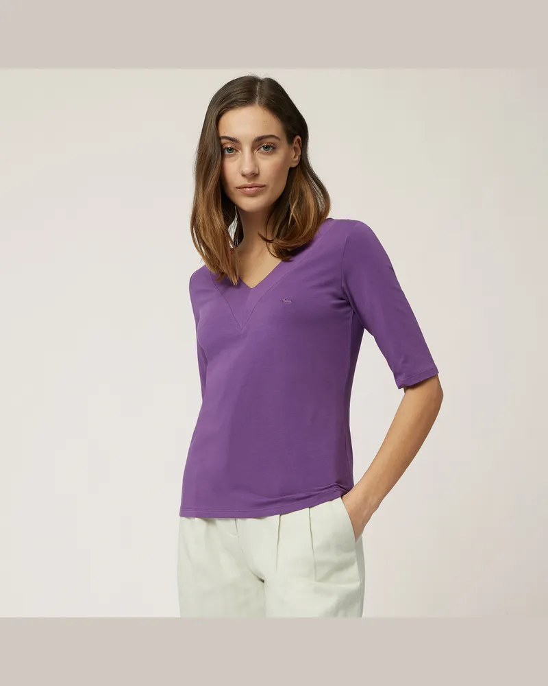 Harmont & Blaine Maglia In Cotone Scollata A V Viola