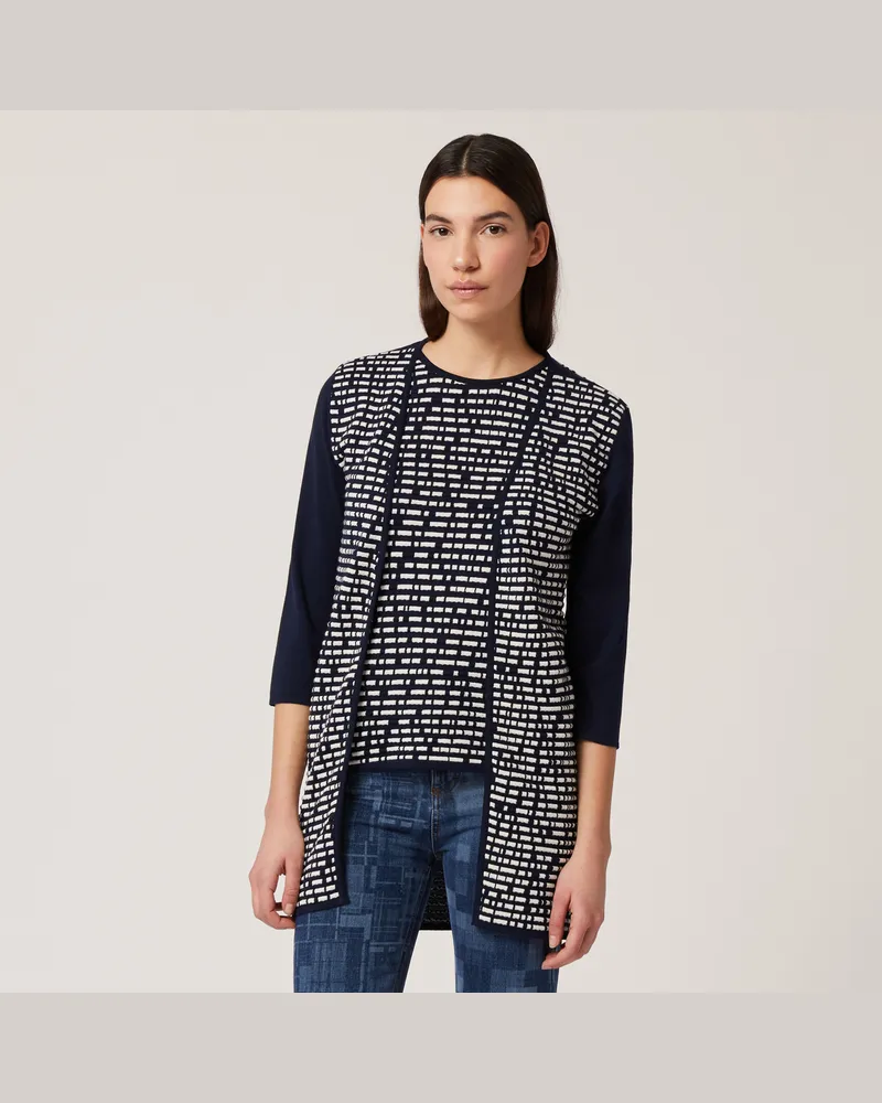 Harmont & Blaine Cardigan Bicolor Misto Cotone Blu
