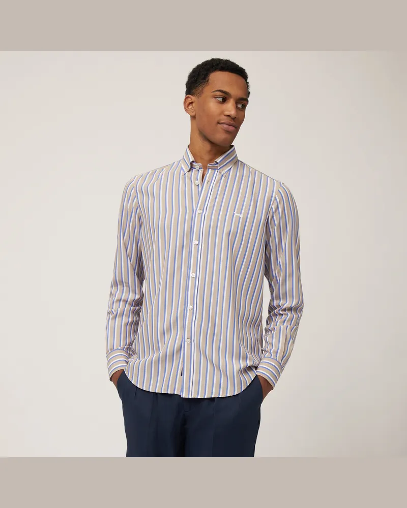 Harmont & Blaine Camicia A Righe In Lyocell Beige