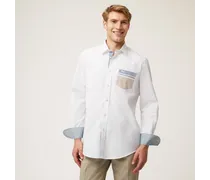 Camicia Con Taschino E Dettagli A Contrasto - Uomo Camicie Bianco