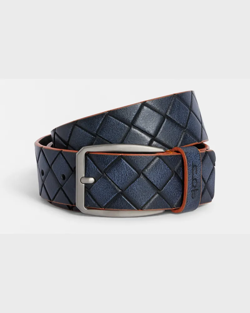 Harmont & Blaine Cintura Rigata In Pelle Blu