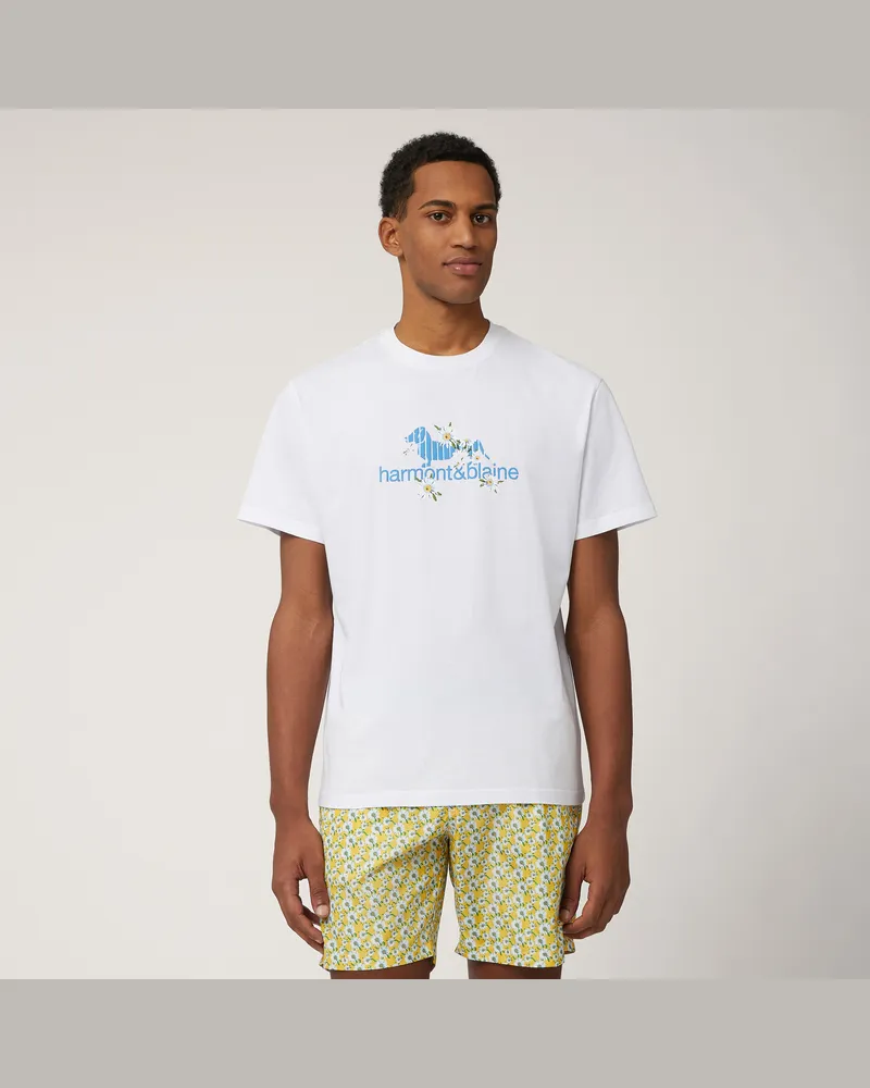 Harmont & Blaine T-Shirt Bassotto E Margherite Bianco