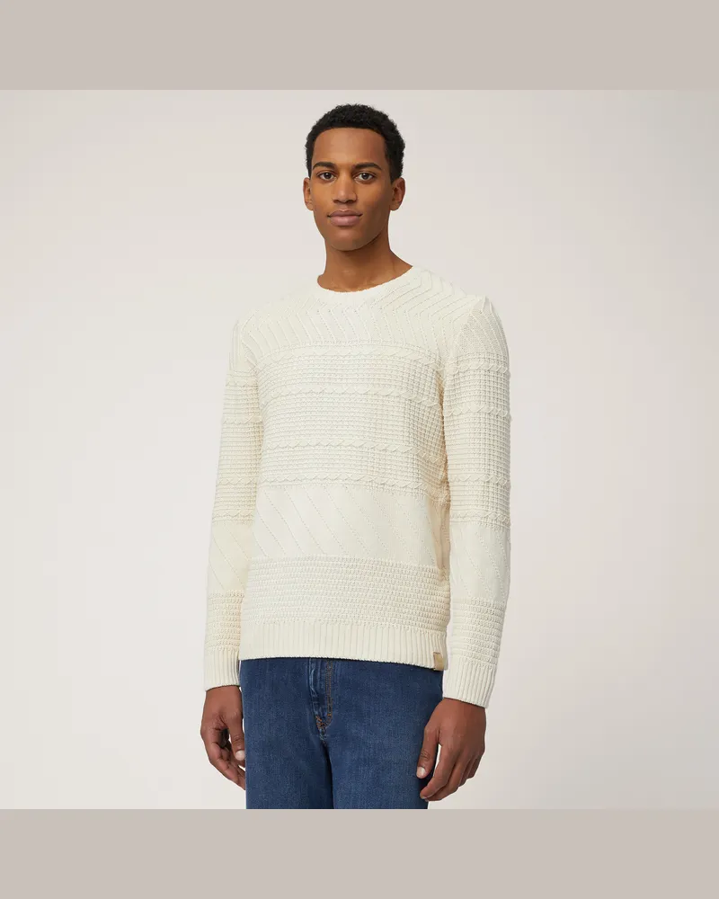 Harmont & Blaine Pullover Con Lavorazioni Miste Bianco