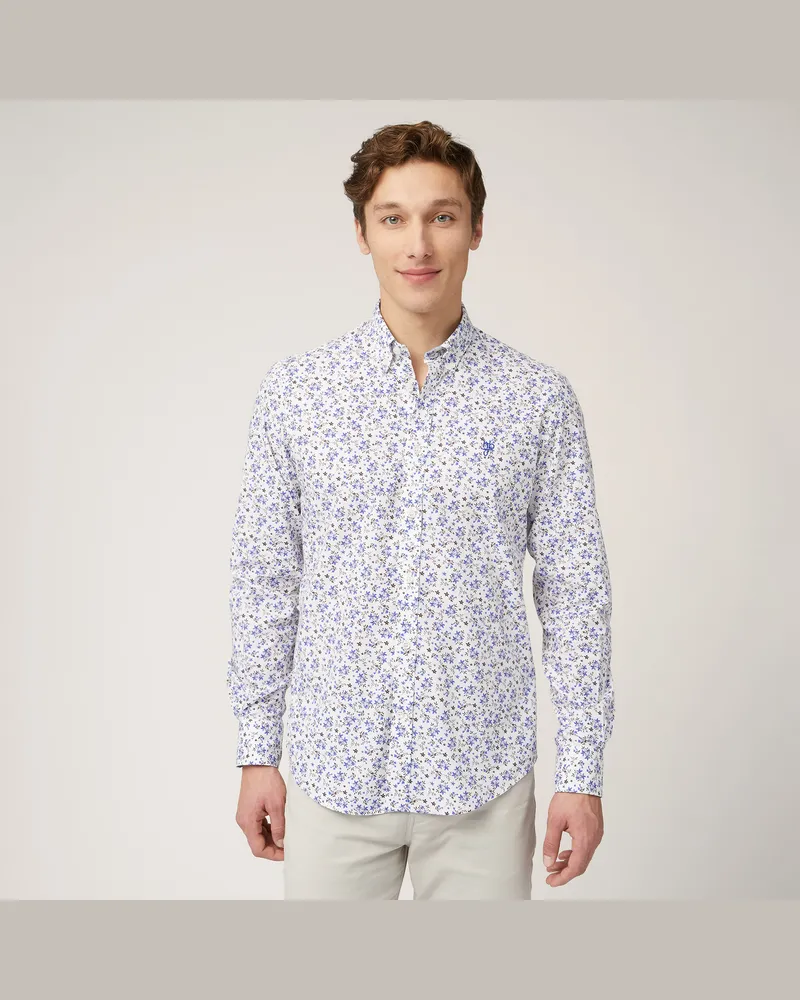 Harmont & Blaine Camicia Floreale In Cotone Blu