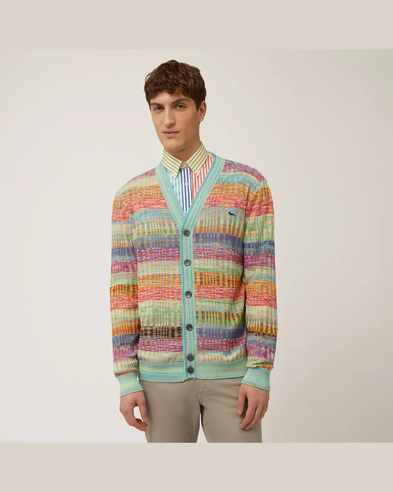 Harmont & Blaine Cardigan A Coste Multicolor Verde
