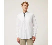 Camicia Con Dettaglio A Contrasto E Taschino - Uomo Camicie Bianco Latte