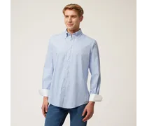 Camicia A Quadretti In Cotone E Lyocell - Uomo Camicie Azzurro