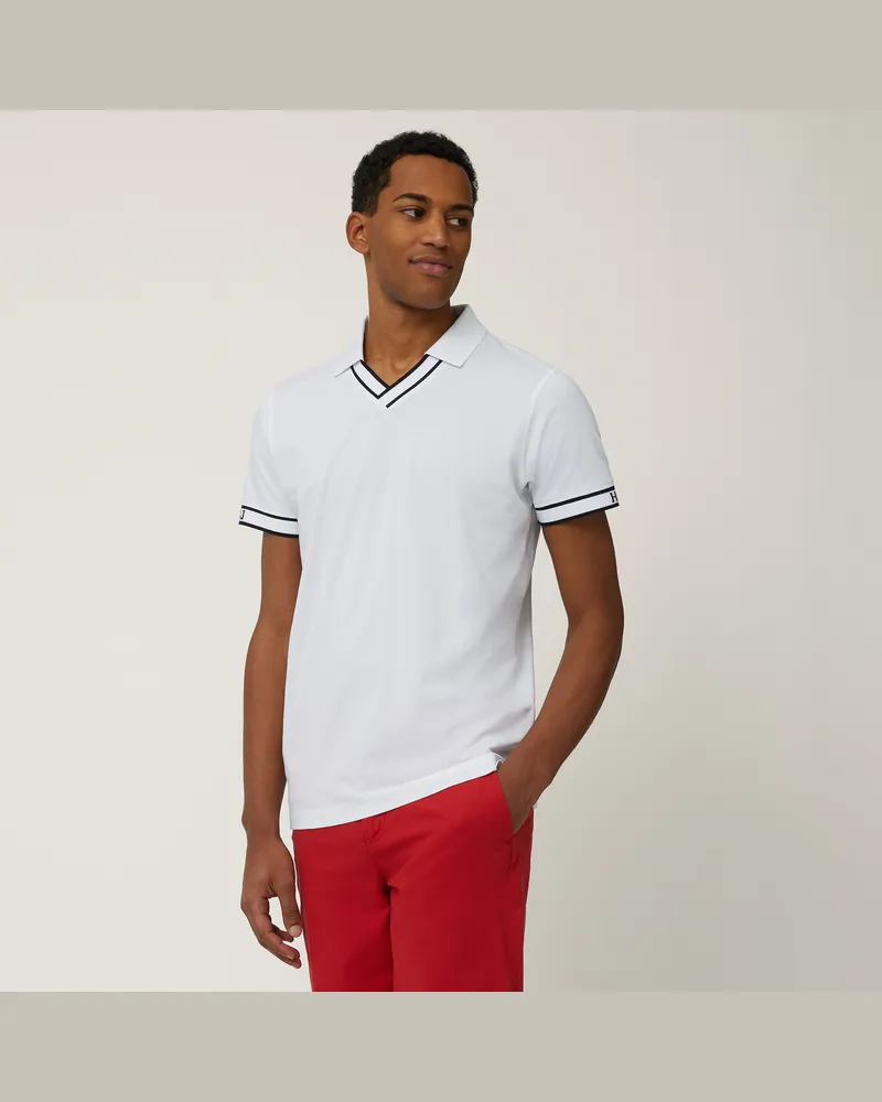 Harmont & Blaine Polo Con Bordi Jacquard Bianco