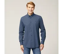 Camicia In Cotone Con Motivo A Righe - Uomo Camicie Blu