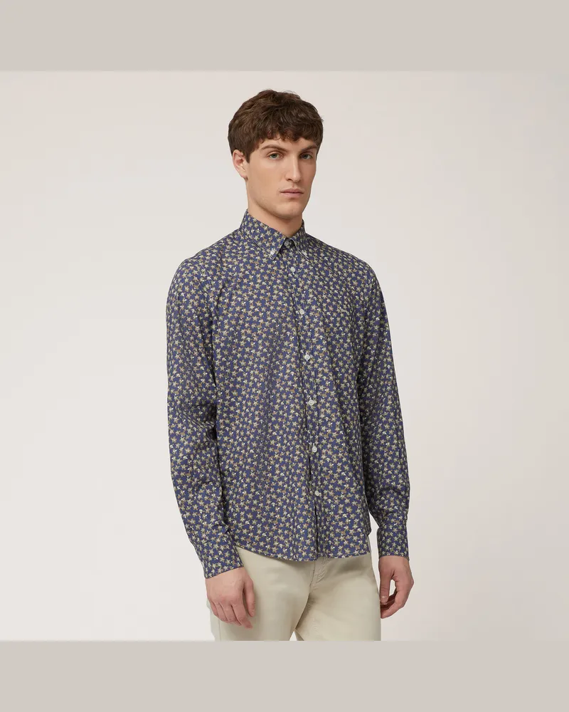 Harmont & Blaine Camicia Micro Motivo A Fiori Blu