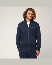 Harmont & Blaine Felpa Full Zip In Cotone Con Dettagli Termosaldati Blu