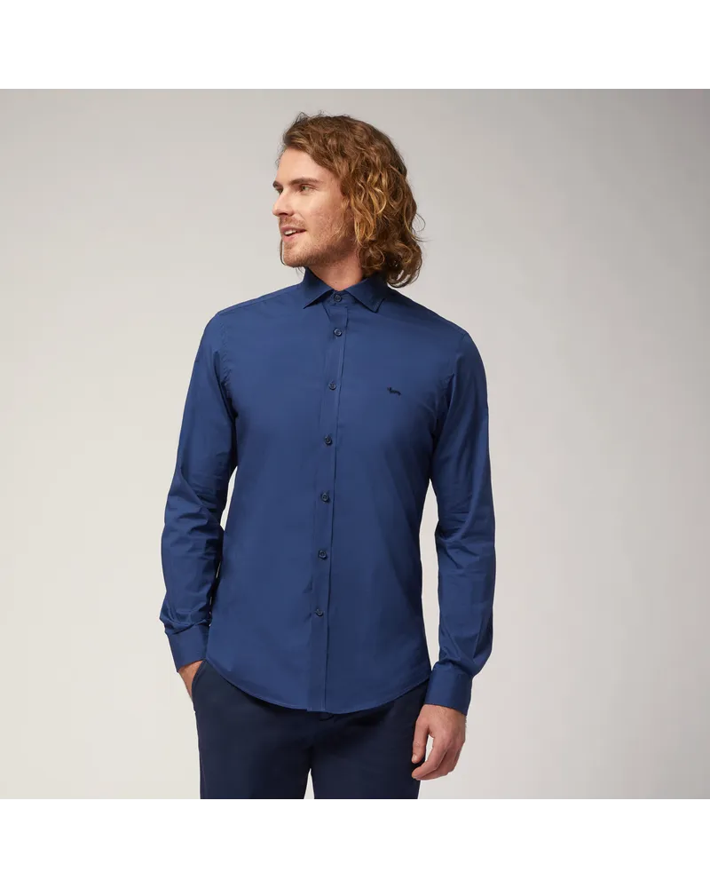 Harmont & Blaine Camicia In Popeline Di Cotone Stretch Blu