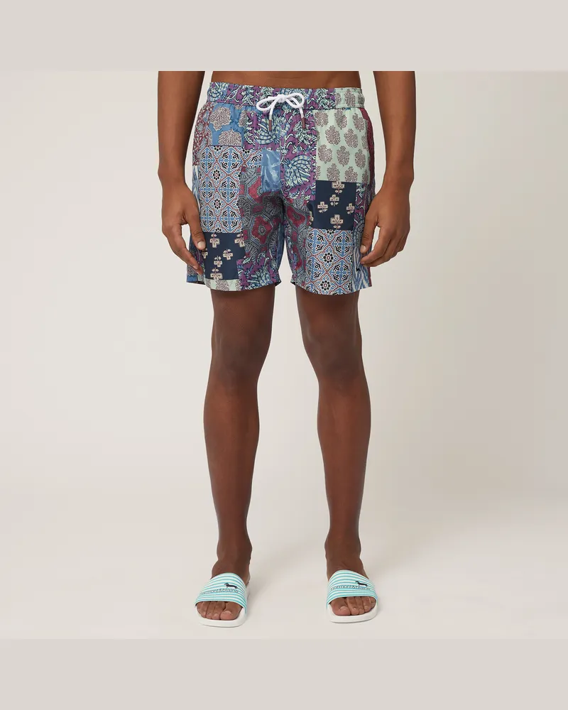 Harmont & Blaine Boxer Da Mare Stampa Batik Azzurro