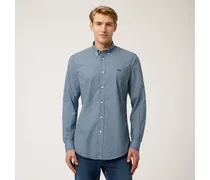 Camicia In Cotone Con Fantasia All-over - Uomo Camicie Blu Chiaro