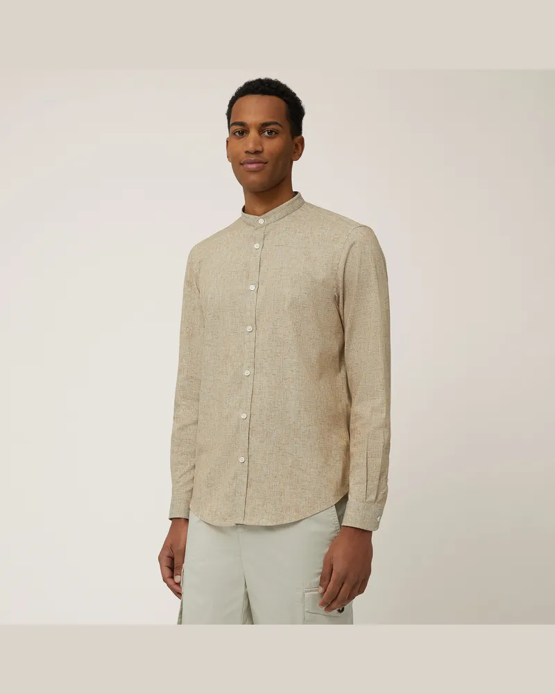 Harmont & Blaine Camicia Coreana Misto Cotone Sabbia