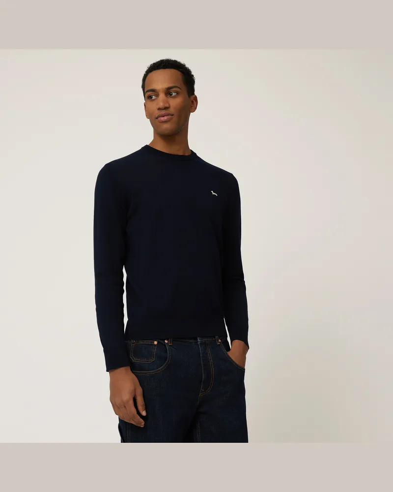 Harmont & Blaine Pullover In Crêpe Di Cotone Blu
