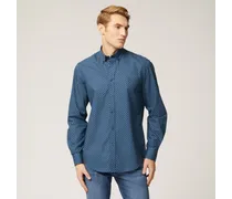 Camicia In Cotone Con Motivo Geometrico All-over - Uomo Camicie Blu