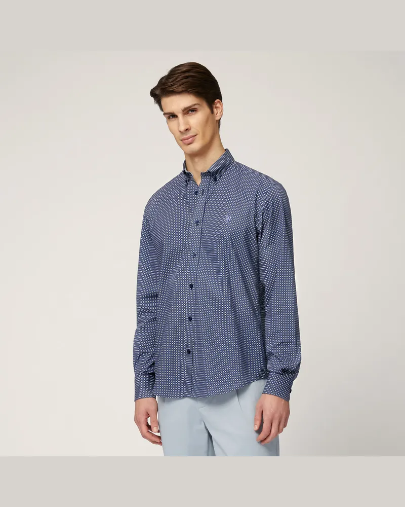 Harmont & Blaine Camicia In Cotone Micromotivo Blu