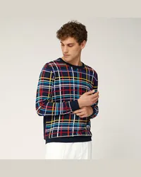 Harmont & Blaine Pullover Girocollo In Cotone Organico Con Riquadri Color Block Blu