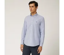 Camicia A Microrighe In Cotone Organico Con Interni A Contrasto - Uomo Camicie Azzurro