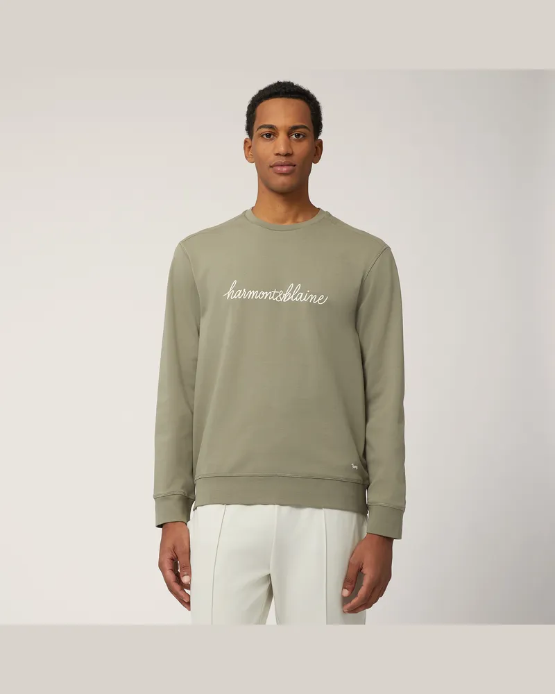 Harmont & Blaine Felpa In Cotone Con Lettering Verde