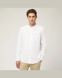 Harmont & Blaine Camicia In Cotone Armaturato Con Collo Alla Coreana E Taschino Bianco