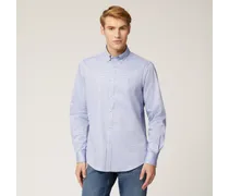 Camicia In Cotone Con Motivo Pois - Uomo Camicie Dusty Blu