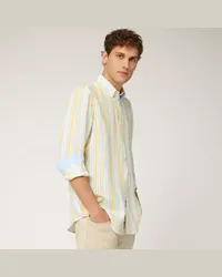 Harmont & Blaine Camicia In Lino A Righe Bianco