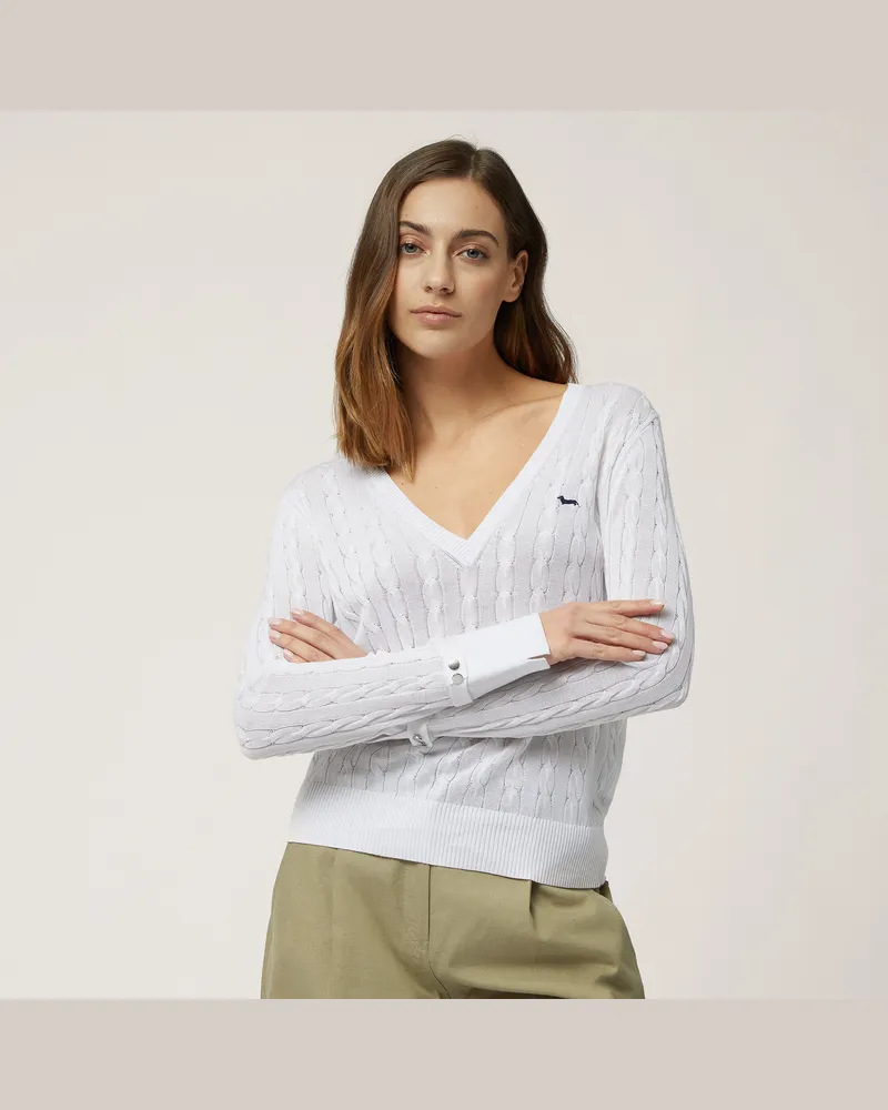 Harmont & Blaine Maglia Misto Seta Scollata A V Bianco