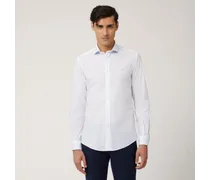 Camicia In Cotone Stretch Con Interni A Contrasto - Uomo Camicie Bianco