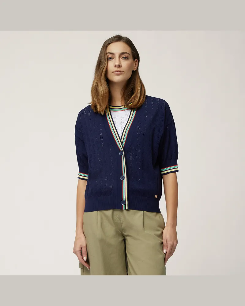 Harmont & Blaine Cardigan Traforato Con Righe Blu