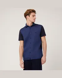 Harmont & Blaine Polo Camicia In Cotone E Lino Blu