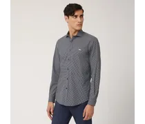 Camicia In Cotone Con Micro Motivo All-over - Uomo Camicie Blu Navy