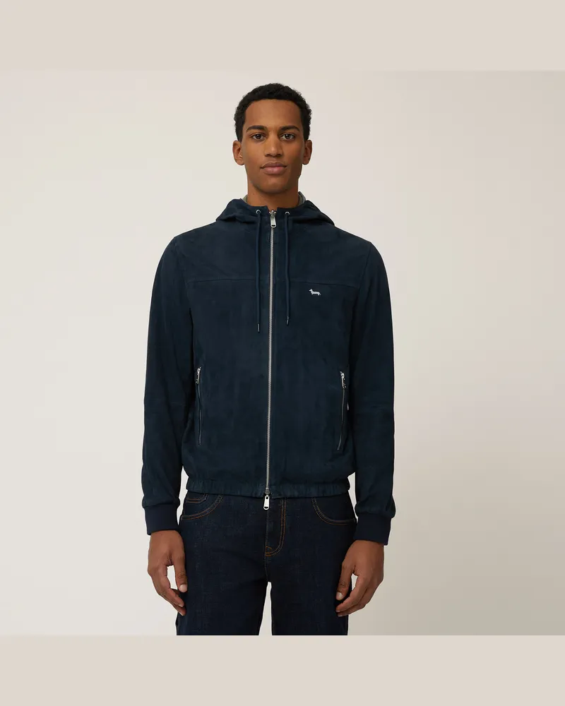 Harmont & Blaine Bomber In Pelle E Nylon Blu