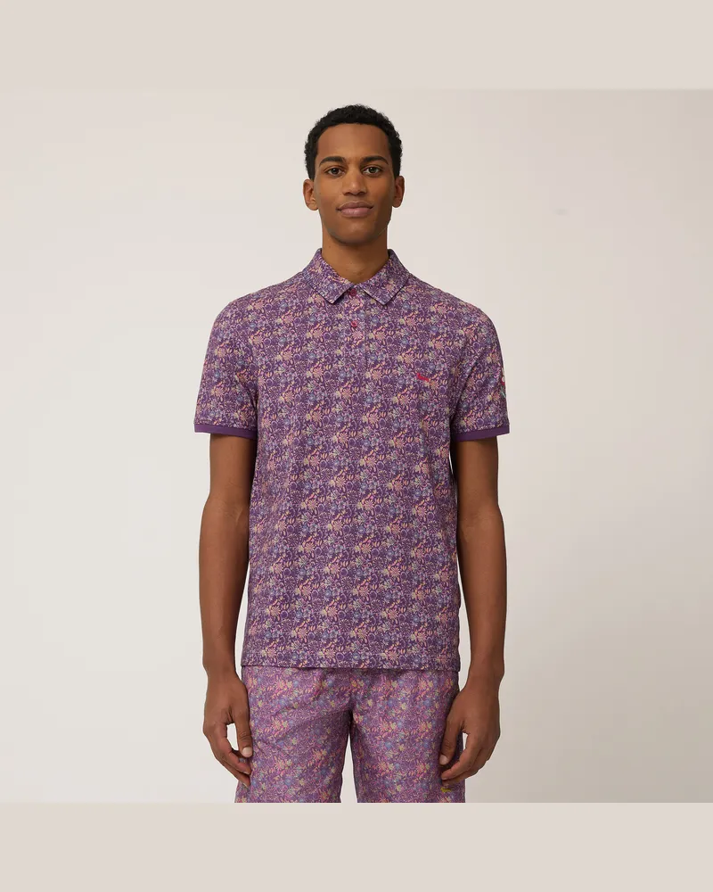 Harmont & Blaine Polo In Cotone Con Fiori Viola