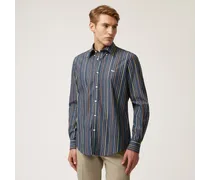 Camicia In Cotone A Righe Multicolor - Uomo Camicie Blu Scuro/multicolor